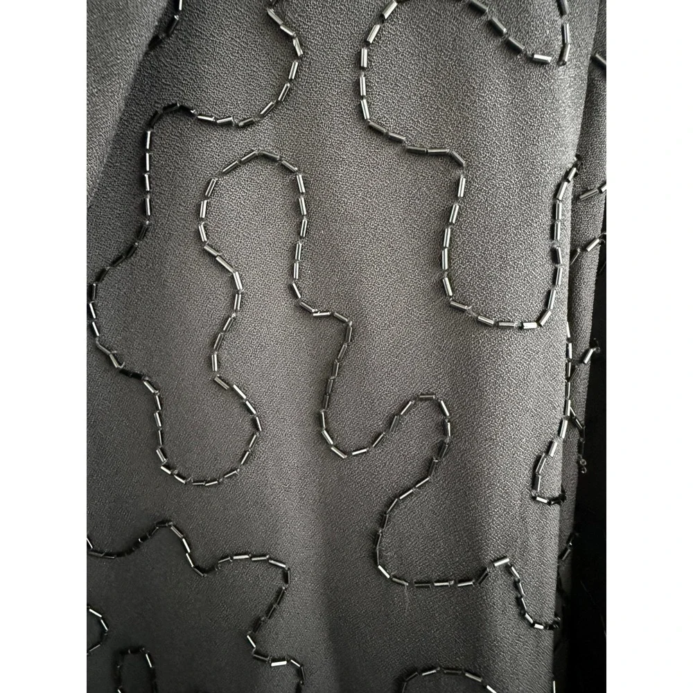 Vintage Nancy Heller Bergdorf Goodman‎ Beaded Evening Jacket Black Squiggle Coat